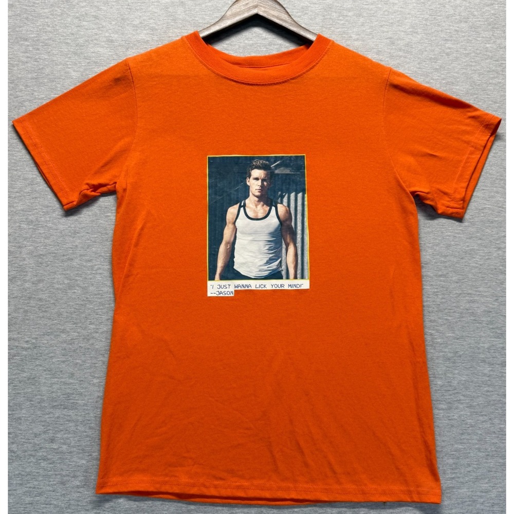 Fashion Gear T Shirt Men Medium Orange Graphic Print I Just Wanna Lick Your Mind